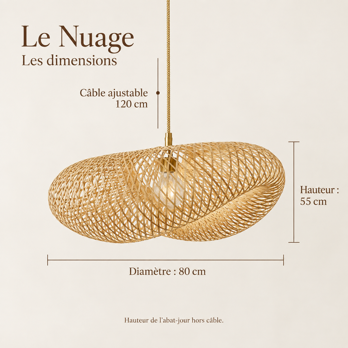 Le Nuage — Suspension en bambou tressé main