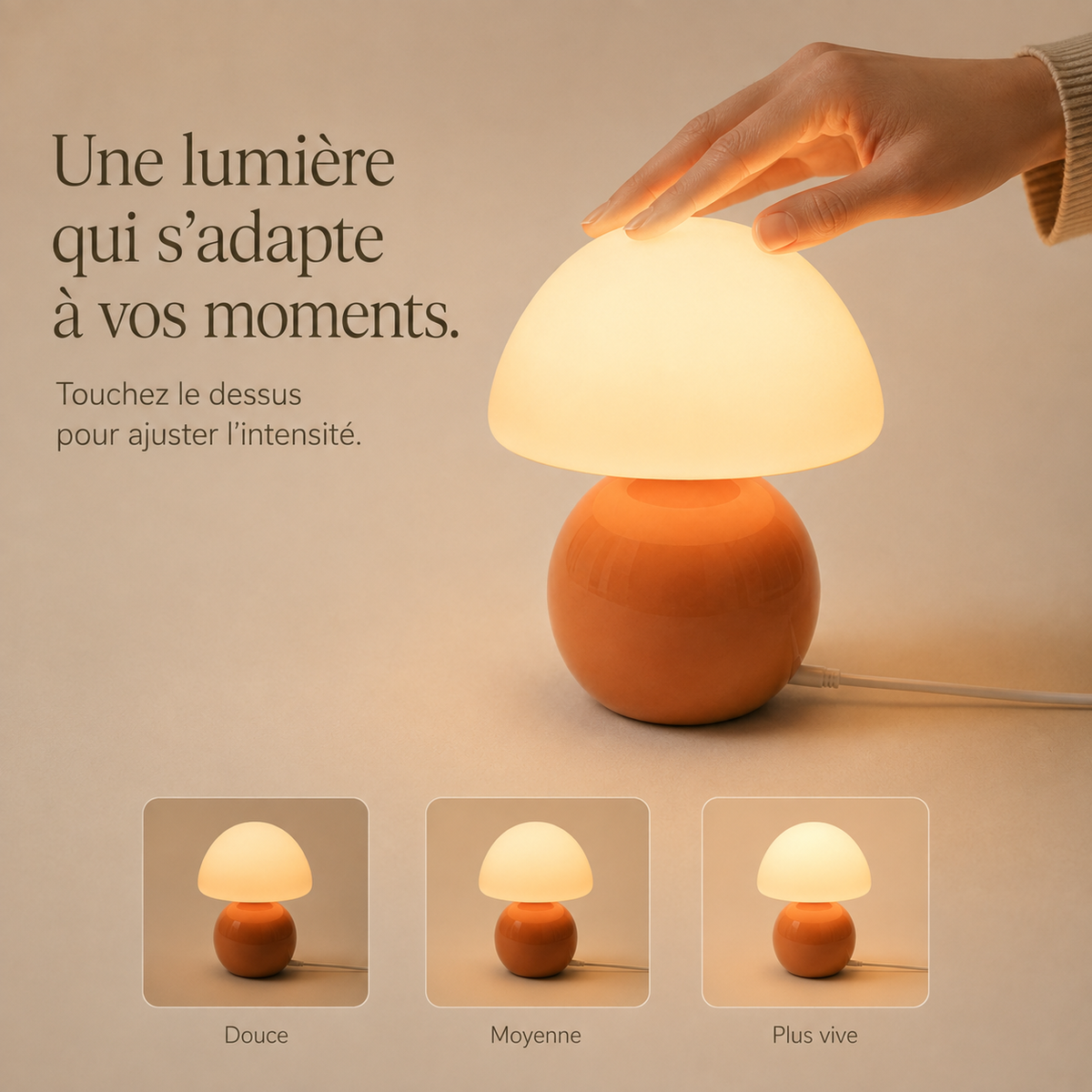 La Lueur — Lampe champignon terracotta