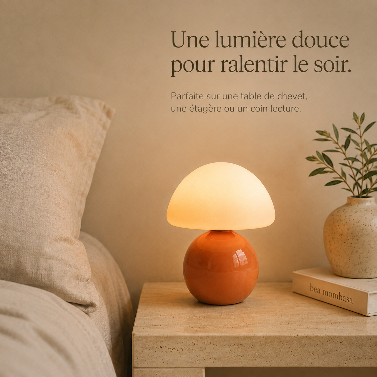 La Lueur — Lampe champignon terracotta