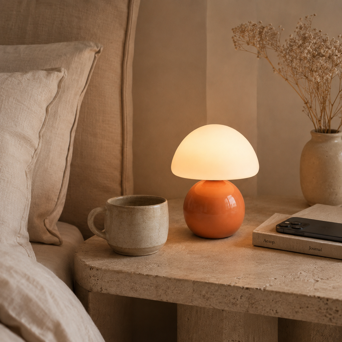 La Lueur — Lampe champignon terracotta