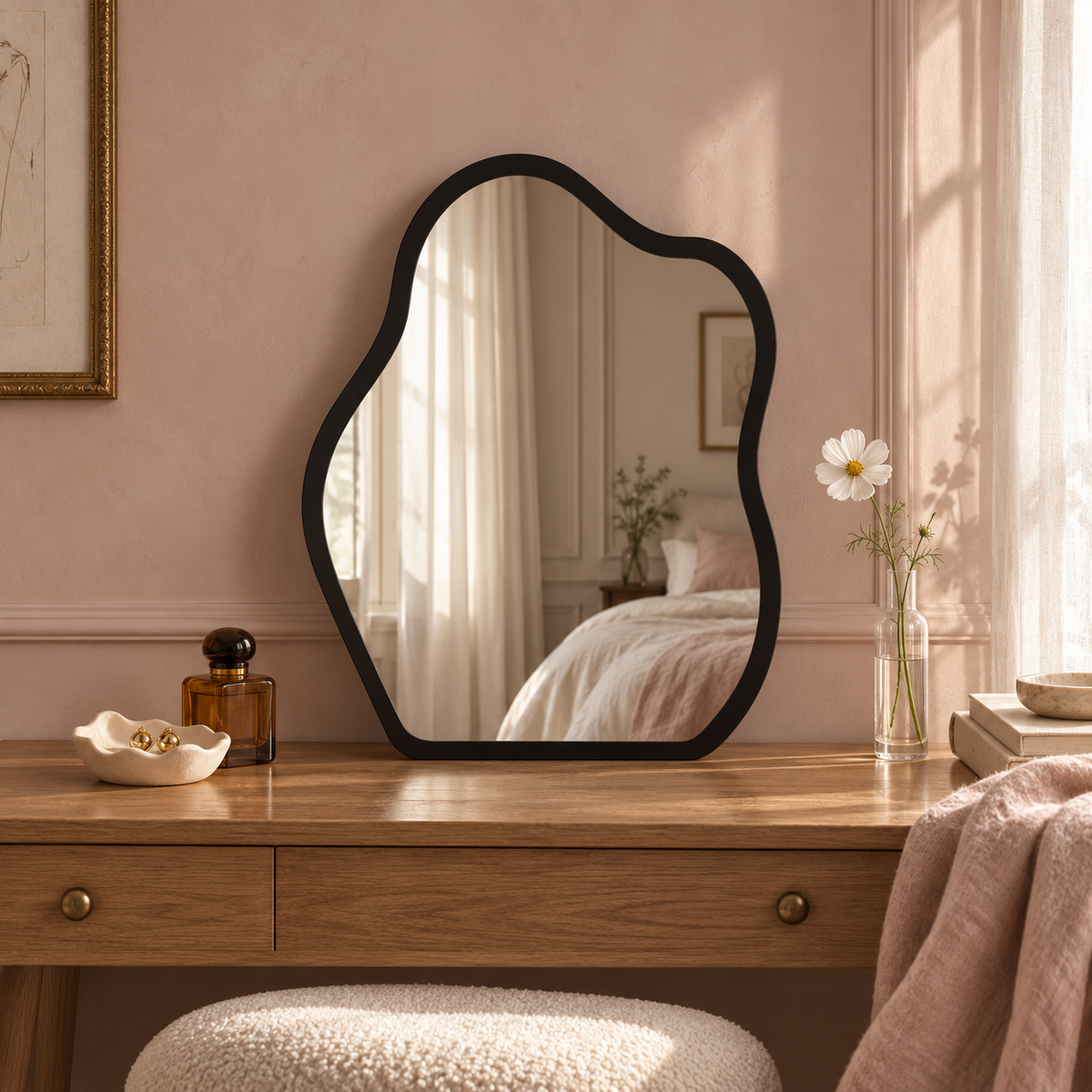 L’Onde — Miroir organique noir 36 × 56 cm