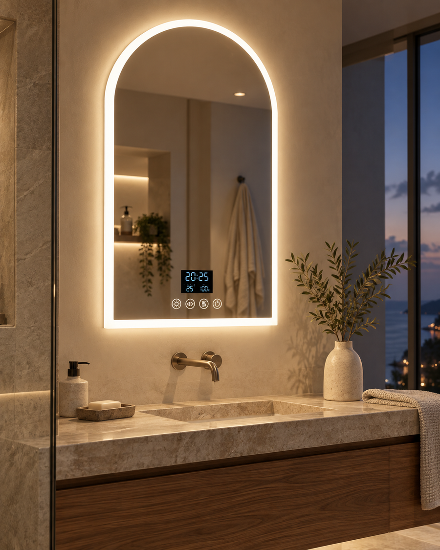 L’Onde — Miroir de salle de bain LED Bluetooth 60 × 90 cm