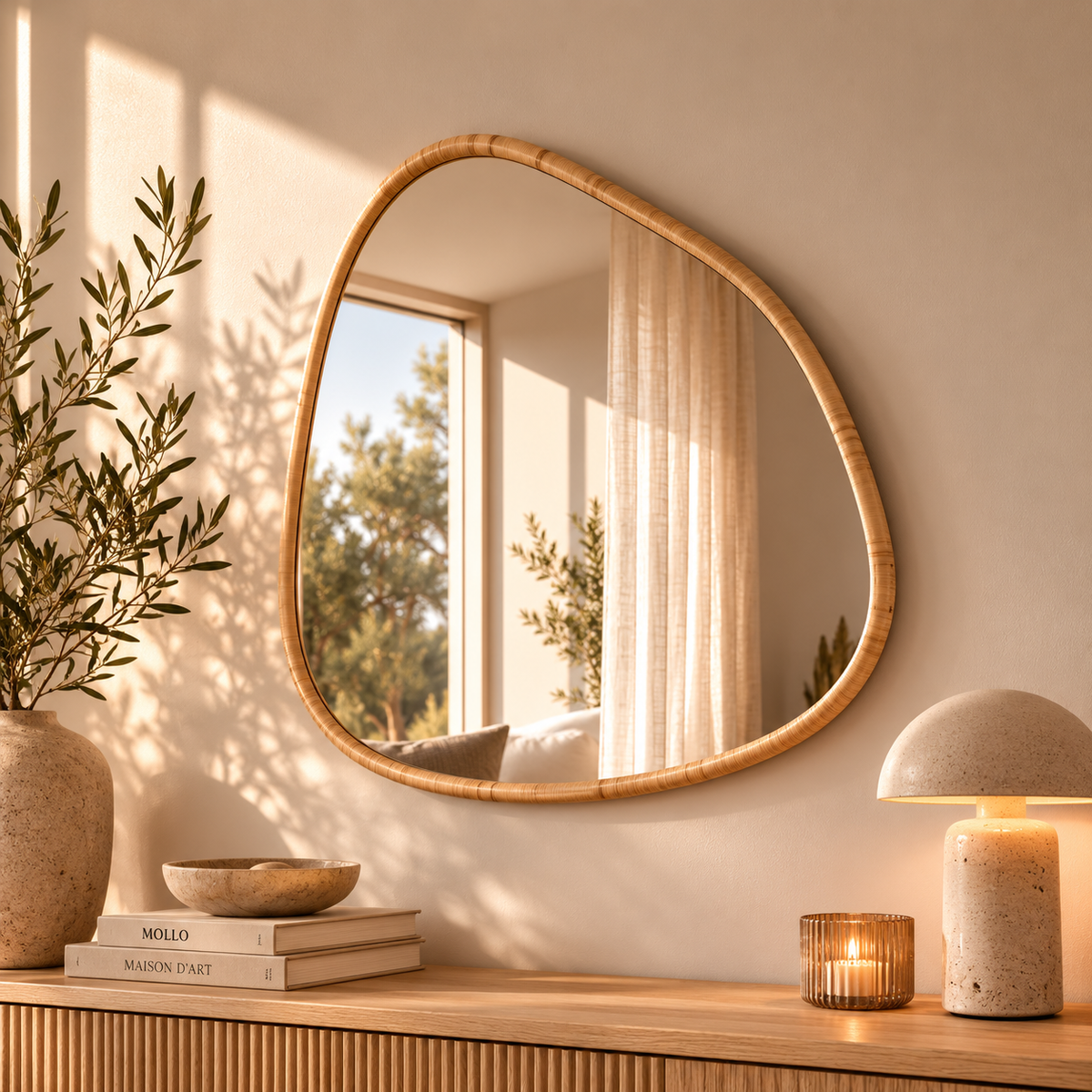 Miroir mural organique en bois — Le Reflet
