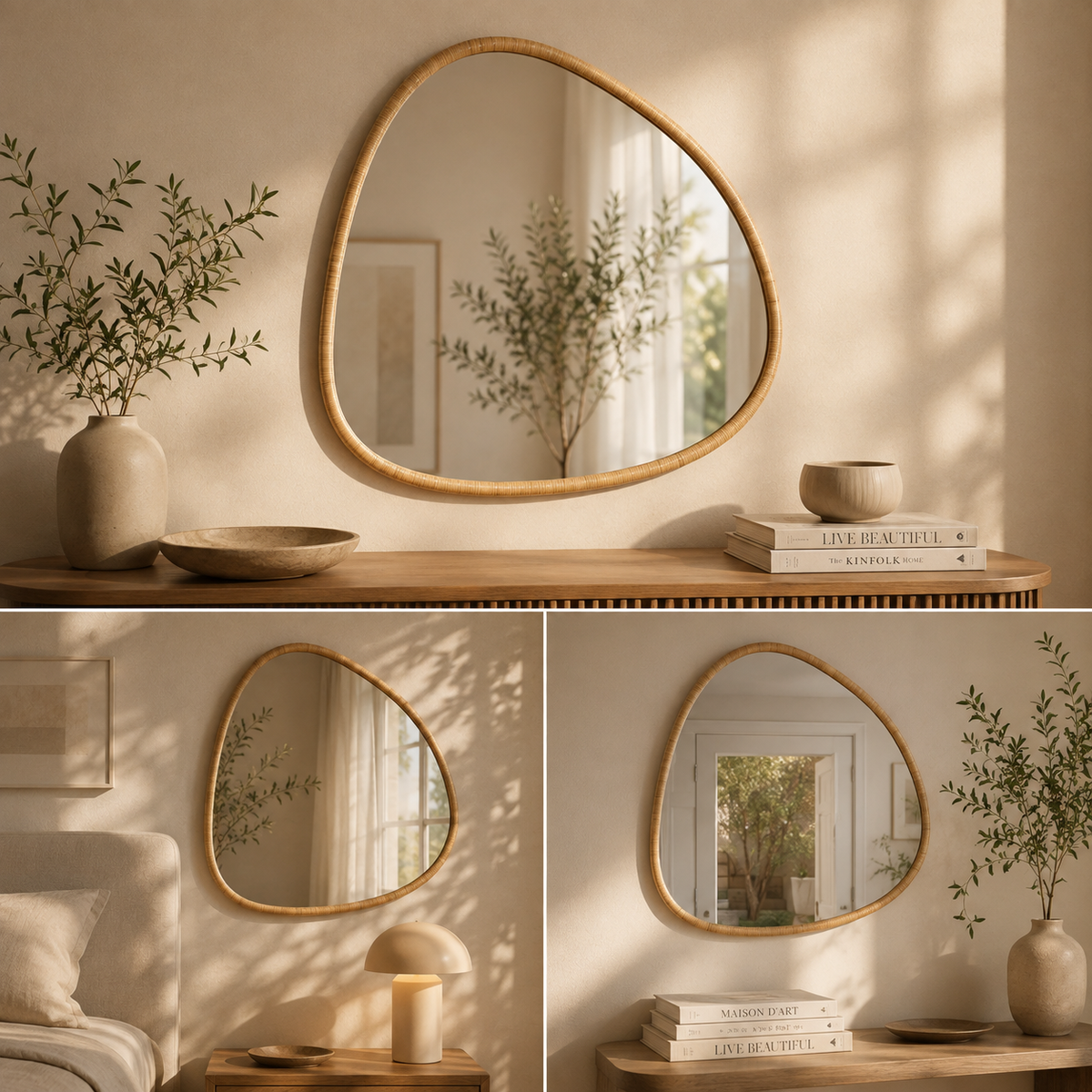 Miroir mural organique en bois — Le Reflet